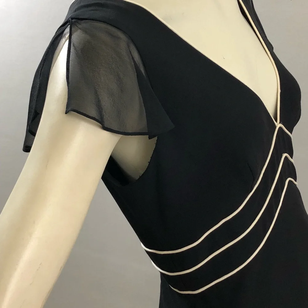 BCBG MAXAZRIA Silk Sheer Flutter Sleeve V Neck Midi Dress Size‎ 6 - Picture 6 of 9